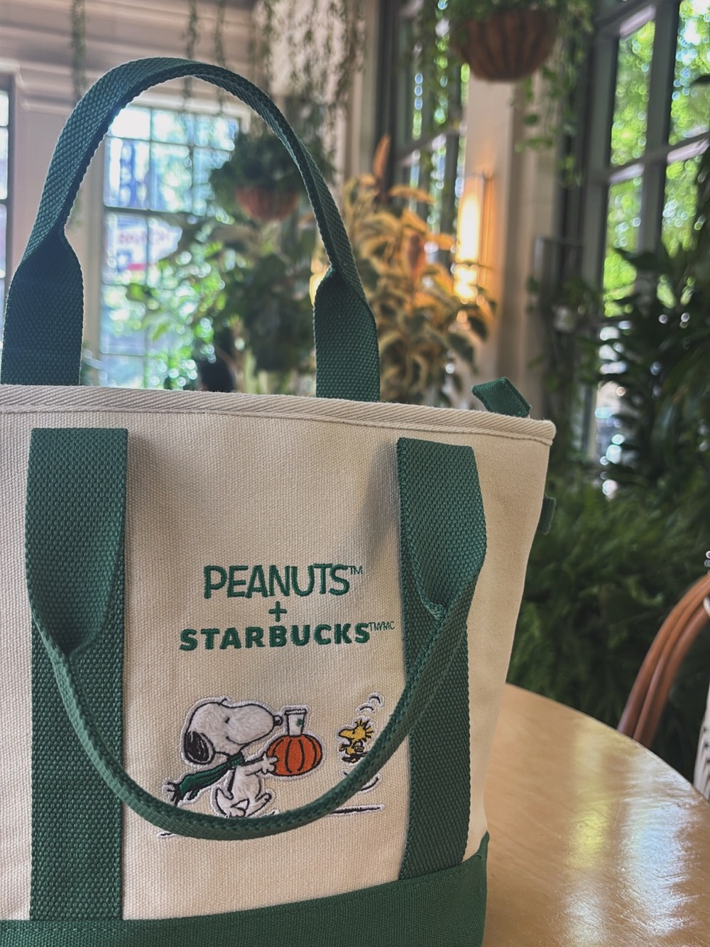 Mini snoopy + Starbucks  tote bag